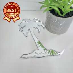 Palm Tree Acrylic Mirror Wall Art Engraved Options - thumbnail 1