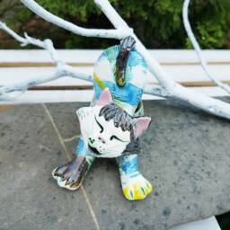Handmade Ceramic Cat Figurine, Small Animal Sculpture, Home Decor - thumbnail 2