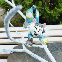Handmade Ceramic Cat Figurine, Small Animal Sculpture, Home Decor - thumbnail 4
