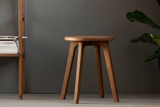Small Wooden Stool, Scandinavian Decor Side Table Short Wood Plant Walnut Stool, Midcentury Home - image 1