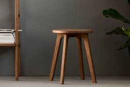 Small Wooden Stool, Scandinavian Decor Side Table Short Wood Plant Walnut Stool, Midcentury Home - thumbnail 1