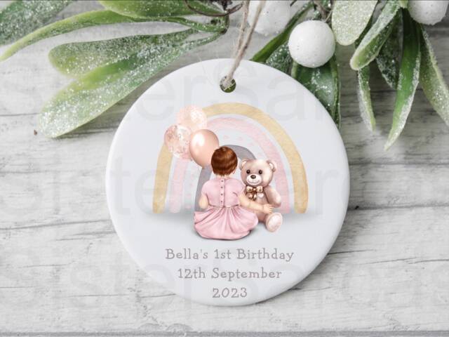 Baby Girls 1st First Birthday Personalised Plaque Keepsake Gift Bauble Niece Granddaughter Goddaughter Daughter 2nd 3rd - image 1