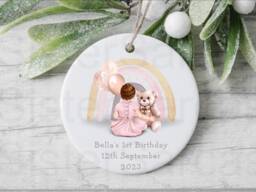 Baby Girls 1st First Birthday Personalised Plaque Keepsake Gift Bauble Niece Granddaughter Goddaughter Daughter 2nd 3rd - thumbnail 1