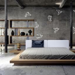 8x Origami Birds Wall Sticker/Black Or White Small Large - thumbnail 3