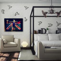 8x Origami Birds Wall Sticker/Black Or White Small Large - thumbnail 2
