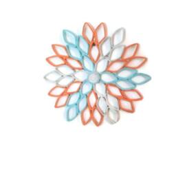 Paper Dahlia Wall Art Gray, Orange & Blue Geometric Flower - thumbnail 4