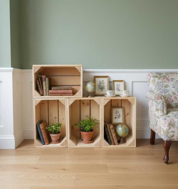 Rustic Wooden Storage Table For Living Room Organisation - image 1
