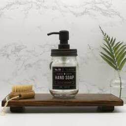 Glass Bathroom Accessories Soap Dispenser, Toothbrush Holder, Cotton Ball & Q-Tips Jars - Matte Black Lids - thumbnail 2