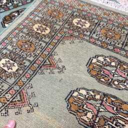2.6x4 Teal Color Bokhara Rug - 0.80x1.20 Bedroom Luxury Area Turkish Fine Quality Afghan - thumbnail 4