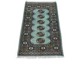 2.6x4 Teal Color Bokhara Rug - 0.80x1.20 Bedroom Luxury Area Turkish Fine Quality Afghan