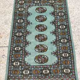 2.6x4 Teal Color Bokhara Rug - 0.80x1.20 Bedroom Luxury Area Turkish Fine Quality Afghan - thumbnail 2