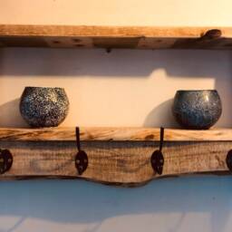 Rustic Handmade Coat Rack With Decorative Shelf - thumbnail 3