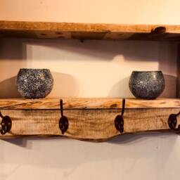 Rustic Handmade Coat Rack With Decorative Shelf - thumbnail 2