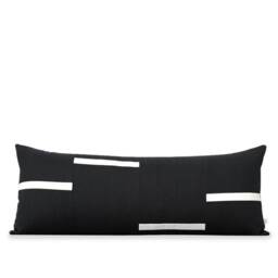 New Size Interconnection Pillows, Black & Cream Dash Pillow Cover - 14x35 By Jillian Rene Decor, Scattered Lines Stripes - thumbnail 2