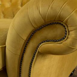 British Handmade 2 Seater Mustard Velvet Fabric Chesterfield Sofa - thumbnail 3