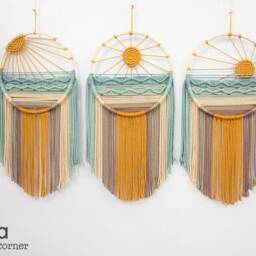 Rustic Macrame Sunset Wall Art Boho Nursery Decor, Sun Dreamcatcher , Beach Macrame, Housewarming Gift - thumbnail 4