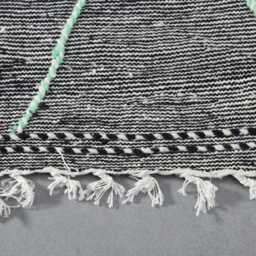 Black Moroccan Rug Green Diamond Berber Carpet, Handmade Wool - thumbnail 2