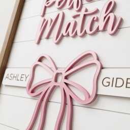 Custom Name Sign With Pink Bow My Perfect Match Wood Wall Decor Personalized Anniversary Gift For Wife Girlfriend Newlywed Home - thumbnail 3