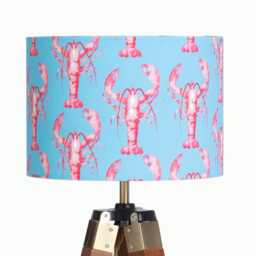 Lampshade Lobster Nautical Sea Velvet - Drum Lamp Shade 25cm 30cm 35cm 40cm 45cm Table Lamp Shade, Ceiling Pink Blue