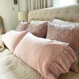 Custom Ruffled Pillowcase - Linen Pillow Shams With Long Ruffles On One Side Pillowcase Ruffles Mothers Day Gift For Her - thumbnail 2