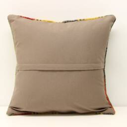Handmade Kilim Pillow Cover 16x16, Boho Home Decor - thumbnail 4