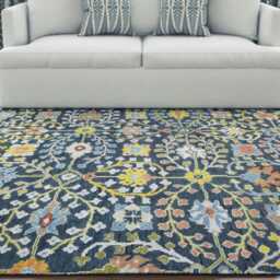 Black Oushak Rug 9x12, Floral New Zealand Wool Rug, Handmade Arn_029 - thumbnail 3