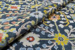 Black Oushak Rug 9x12, Floral New Zealand Wool Rug, Handmade Arn_029 - thumbnail 1