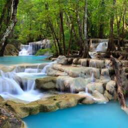Tropical Waterfall Wall Mural Waterfall in Forest Removable Wallpaper Deep Self-Adhesive Large Wallpaper Beautiful Forest - thumbnail 2