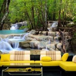 Tropical Waterfall Wall Mural Waterfall in Forest Removable Wallpaper Deep Self-Adhesive Large Wallpaper Beautiful Forest - thumbnail 3