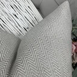 Light Grey Herringbone Cushion Cover, Modern Sofa Pillow Woven Throw Pillow, John Lewis Herringbone - thumbnail 3