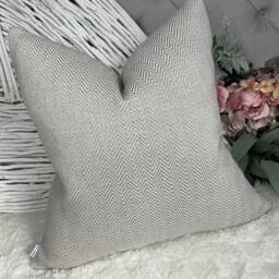 Light Grey Herringbone Cushion Cover, Modern Sofa Pillow Woven Throw Pillow, John Lewis Herringbone - thumbnail 1