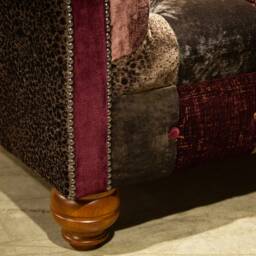 Unique British Handmade 3 Seater Mulberry Velvet Fabric Patchwork Chesterfield Sofa - thumbnail 4