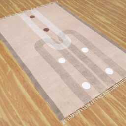 Handmade Block Print Cotton Rug Modern Beige Geometric Dhurrie - thumbnail 3