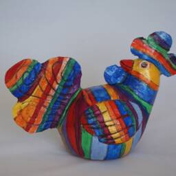 Handmade Clay Chick Figurine, Rainbow Cartoon Decor - thumbnail 3