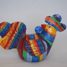 Handmade Clay Chick Figurine, Rainbow Cartoon Decor - thumbnail 2