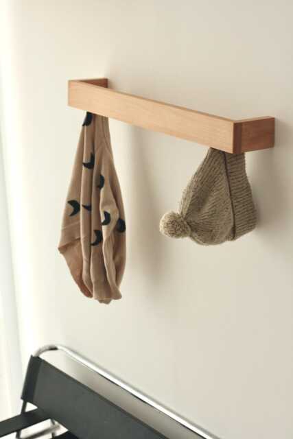Anaan Skuvo Wall Coat Rack With 6 Hidden Hooks 23.6 Inch Wooden Hook Rail Clothes Hanger Holders Mounted Hanging Organiser - image 1
