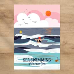 Sea Swimming Art Print Wild Swimmer Coastal Wall Decor - thumbnail 2