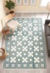 Handwoven Wool Oushak Rug, Green & Peach Floral, 9x12 Area Rug - thumbnail 1