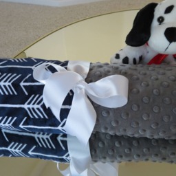 Personalized Navy Blue Minky Baby Blanket, Archer Arrow Print - thumbnail 3