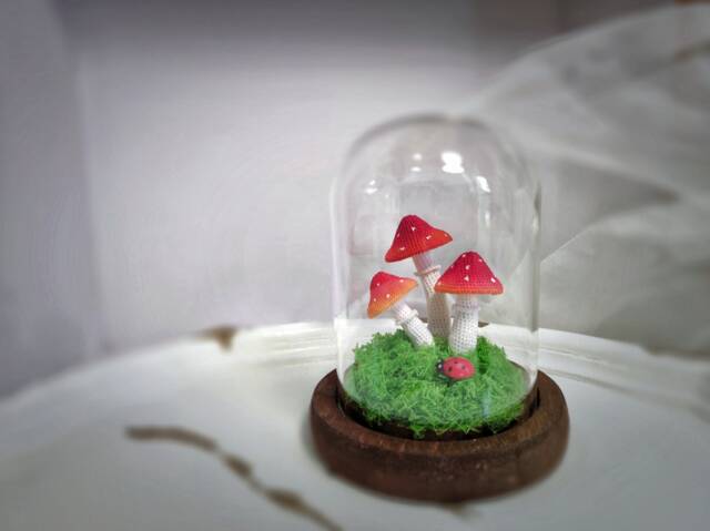 Crochet Mushroom Lamp Handmade Floral Night Light - image 1