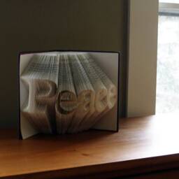 Folded Book Art - Peace Sculpture Unique Gift Decoration Lover Sign - thumbnail 2