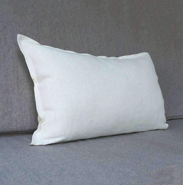 Long Lumbar Pillow Cover, White Linen Farmhouse Throw Shams Or Pillowcase For Sofa Cushion, Linen Bedding, Outdoor Cover - image 1