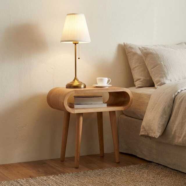 Wood Bedside Table With A Shelf, Art Deco Table, Nightstand End Table Sofa Bed Side Solid Wood Handmade Furniture - image 1