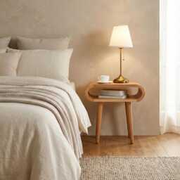 Wood Bedside Table With A Shelf, Art Deco Table, Nightstand End Table Sofa Bed Side Solid Wood Handmade Furniture - thumbnail 3