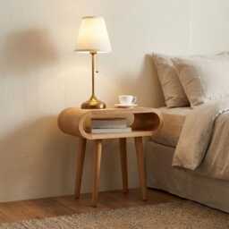 Wood Bedside Table With A Shelf, Art Deco Table, Nightstand End Table Sofa Bed Side Solid Wood Handmade Furniture - thumbnail 1