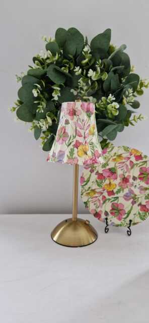 Beautiful Decoupaged Floral Usb Rechargeable Table Lamp. Indoor/Outdoor Matching Picture Plate Available.no Plugs Or Sockets Needed - image 1