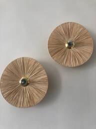 Decorative Wall Light in Natural Raffia, Fixed Version. Made France
