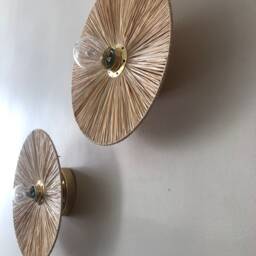Decorative Wall Light in Natural Raffia, Fixed Version. Made France - thumbnail 2