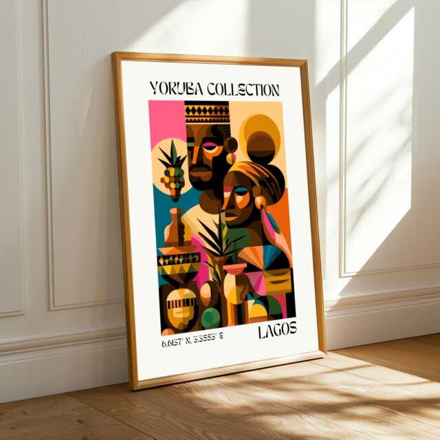 Cubist Yoruba Collection Poster - Abstract Geometric African Art - Poster Only - image 1