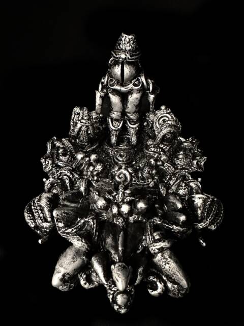 Pewter Fantasy Sculpture, Toad-Skin-Hat Wearing Inter-Dimensional Shopper - image 1